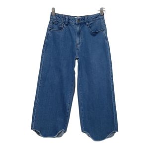 Zara 100% Cotton Crop High-Rise Blue Jeans Size 4